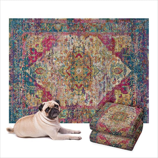 LOVEWAG Washable Dog Pee Pads, 24" x 16", Waterproof, Non-Slip, Super Absorbent, Reusable Machine-Washable, 2-Pack (Bohemian Jewel)