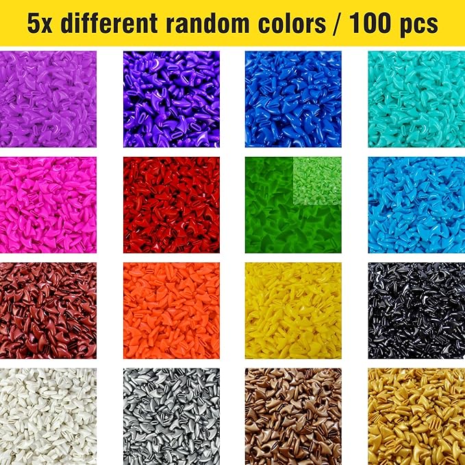 zetpo Cat Nail Caps | Cat Claw Covers | with Adhesives and Applicators (L, 5X Solid Random Colors | 100 pcs)