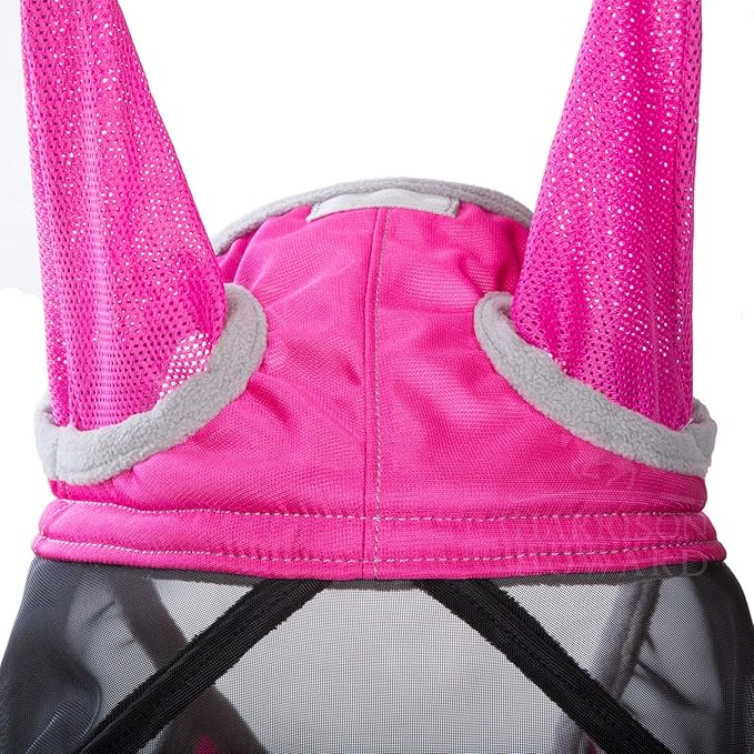 Harrison Howard CareMaster Pro Luminous Fine Mesh UV-proof Fleece Padding Fly Mask Half Face Flamingo (L; Full Size)