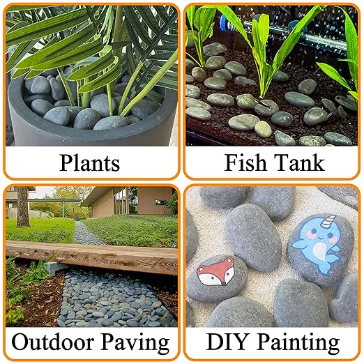 45 LB Mexican Beach Pebbles - 1-2 Inch Decorative River Rocks for Landscaping, Garden Paving, Plant Rocks, Crafting, Walkways, Backyard, Grey Natural Unpolished Bulk Stones