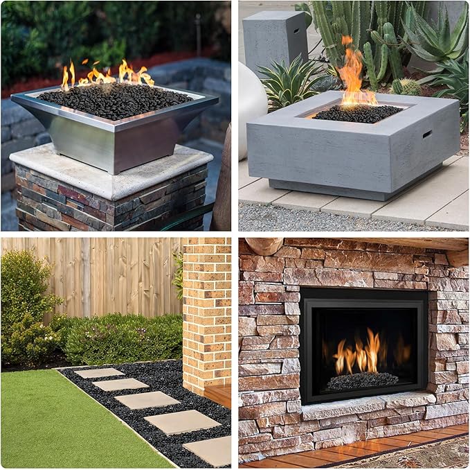 Mr. Fireglass 10 lbs Black Pebbles, 3/8" Natural Decorative Polished River Rocks Aquarium Gravel for Indoor Plants, Vases, Succulents and Outdoor Garden Landscaping