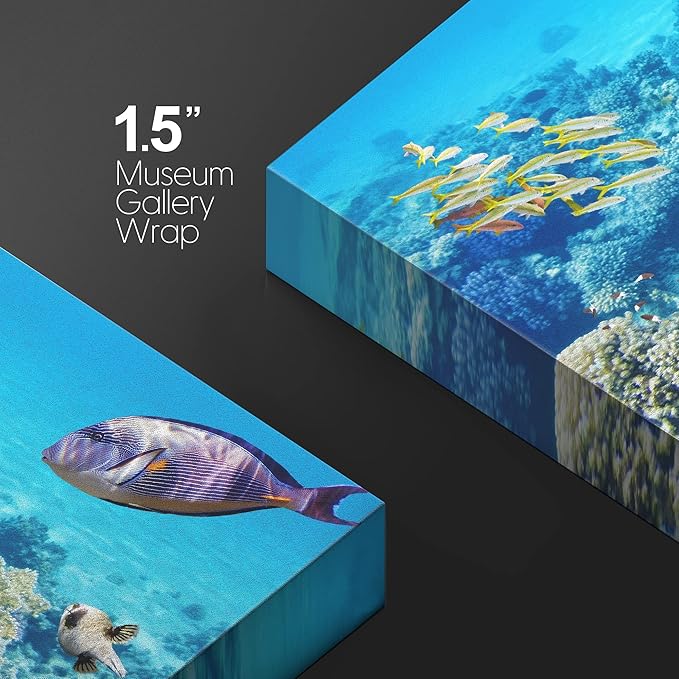 wall26 Canvas Print Wall Art Vibrant Teal Underwater Fish Coral Reef Nature Animals Photography Realism Scenic Landscape Wilderness Earth Colorful for Living Room, Bedroom, Office - 32"x48"