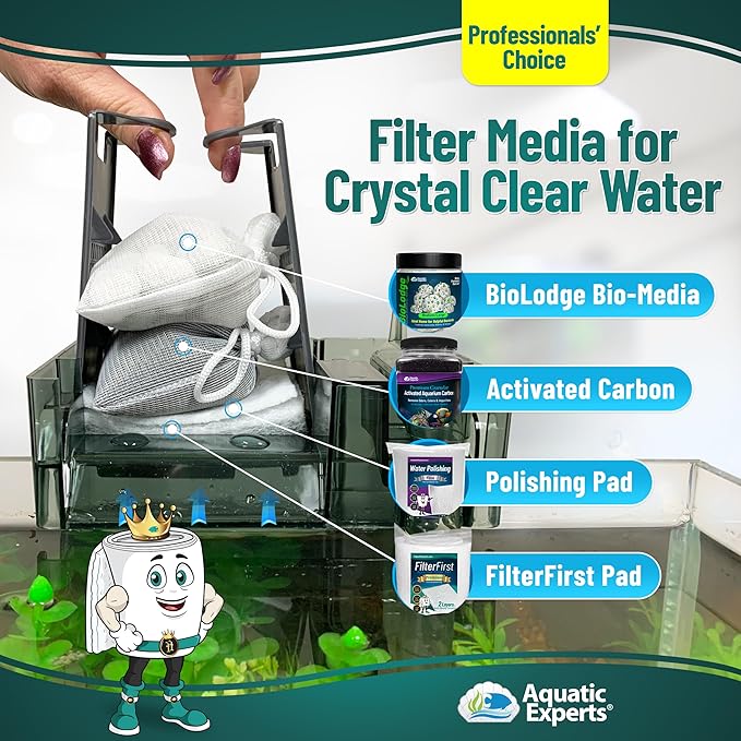 Aquatic Experts Aquarium Filter Floss for Fish Tank Filters - FilterFirst Aquarium Filter Pad - Media Roll for Crystal Clear Water, 3/4" - 1" Thick (18 Inch Wide, 12 Feet Long)