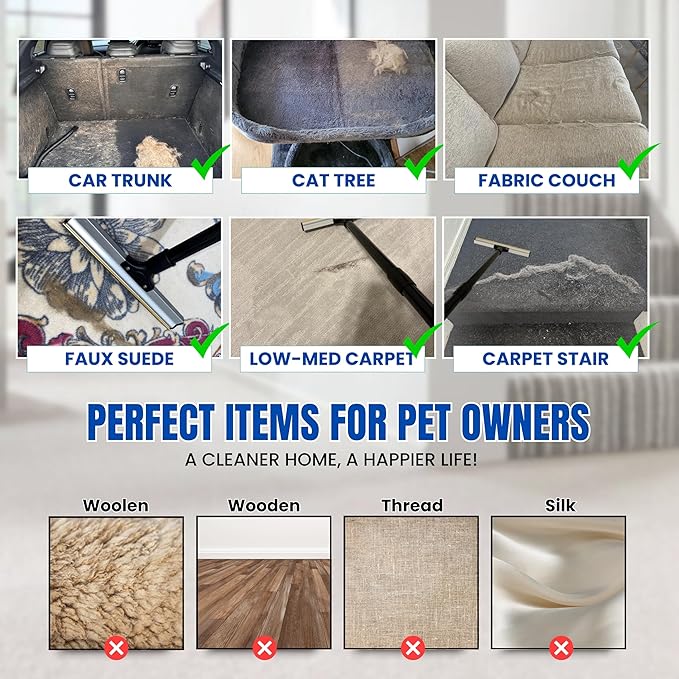 2025 Dual-Edge Carpet Rake for Pet Hair Removal & Fluffing Matted Carpet – 61" Adjustable Handle, Deep Clean Dog & Cat Hair Remover, Reusable Scraper for Rugs, Low Pile Carpet, Couch & Stairs