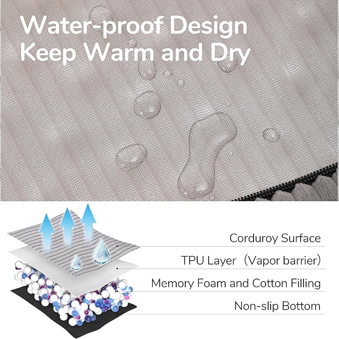 FUKUMARU Dog Couch Bed, Corduroy Cozy Cat Bed for Indoor Cats with Washable Cover, Supportive Waterproof Dog Beds Sofa for Small Dogs and Large Cats Cute, 28inch, Medium, Light Grey