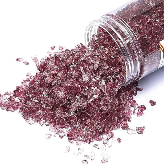 TWINKLING High Luster Crushed Glass Glitter, Broken Glass, Fire Glass Gems Chips for Fire Pit, DIY Resin Art, Epoxy Crafts, Geode Painting, Aquarium Decoration, 6-9mm(370g/13oz.) (Purple)