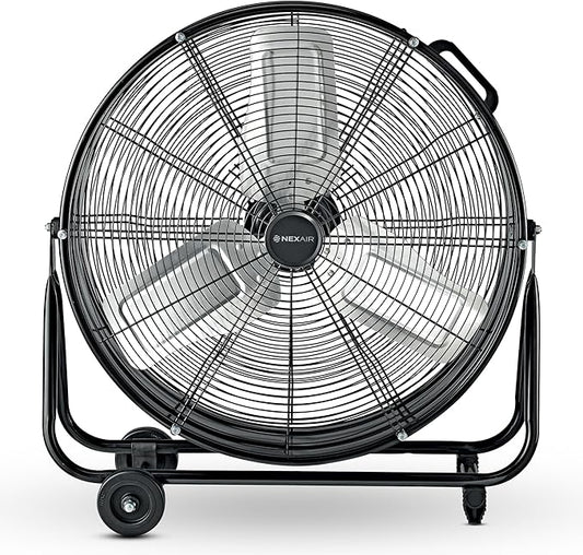 24 Inch High-Velocity Industrial Metal Drum Fan 8,800 CFM, 3-Speed Heavy Duty Floor Fan, 360-Degree Tilt for Commercial, Warehouse, Workshops, Garage, Factory, and Basement with Extreme Power
