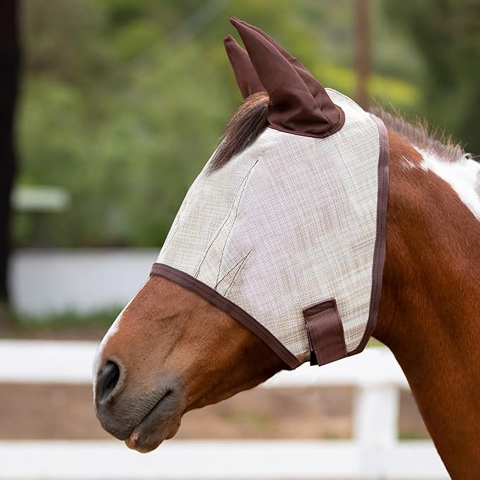 Kensington Signature Fly Mask w/Web Trim, Soft Mesh Ears & Forelock Opening Size: M-Small Horse Color: 500 - Desert Sand