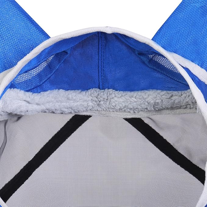 Harrison Howard Pro Luminous Horse Fly Mask Large Eye Space Standard with Ears UV Protection for Horse Signature Blue XL Extra Full Size