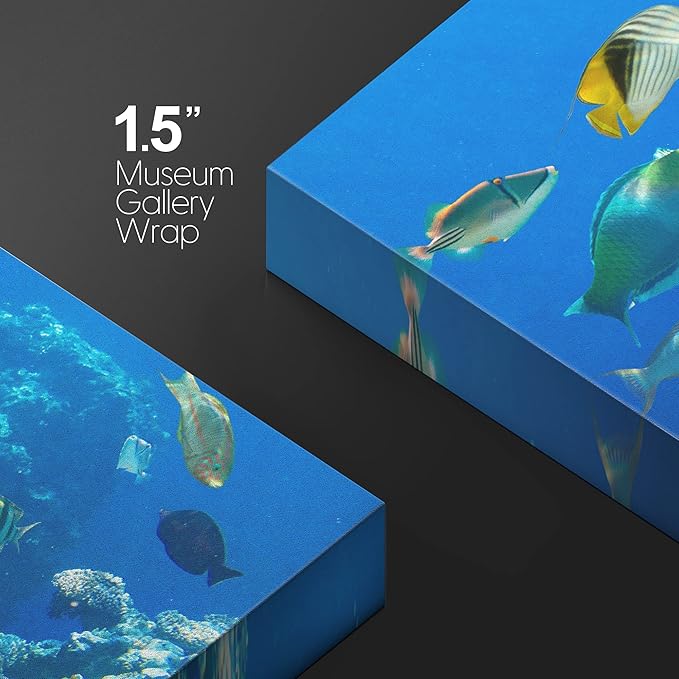 wall26 Canvas Print Wall Art Tropical Island Ocean Sea Fish Coral Reef Nature Animals Photography Realism Rustic Scenic Landscape Wilderness Earth Colorful for Living Room, Bedroom, Office - 16"x24"