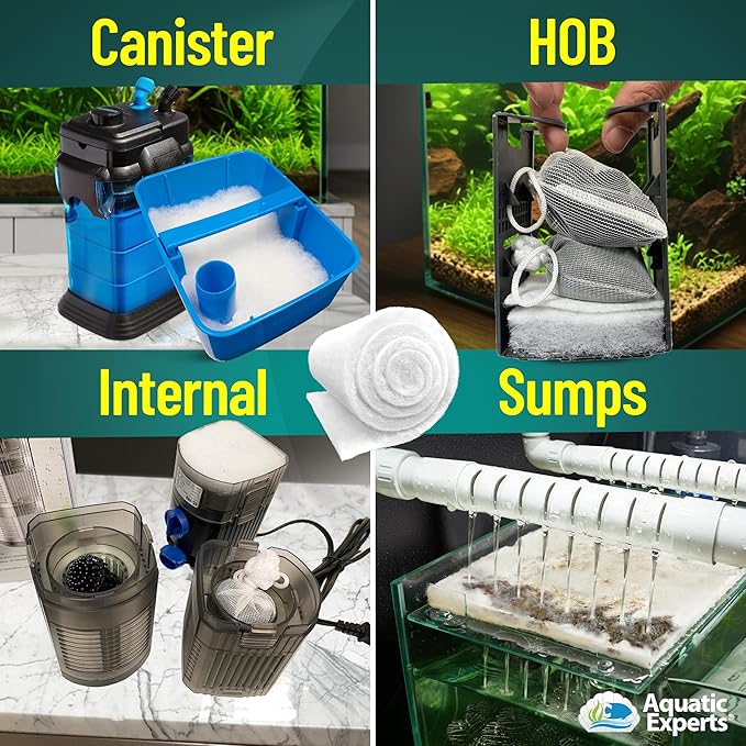 Aquarium Filter Floss for Fish Tank Filters - FilterFirst Aquarium Filter Pad - Media Roll for Crystal Clear Water, Aquatic Experts, 3/4" - 1" Thick (12 Inch Wide, Value Pack)