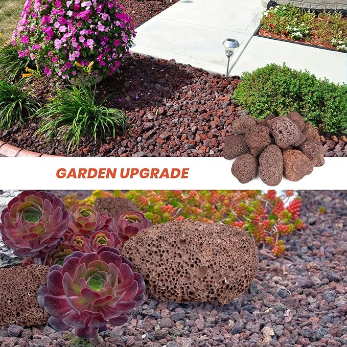 Mr. Fireglass Lava Rock Granules, Large Red Volcanic Lava Rock for Fire Bowls, Fire Pits, Gas Log Sets, Indoor or Outdoor Fireplaces - 10 Pounds (2.75"-5")