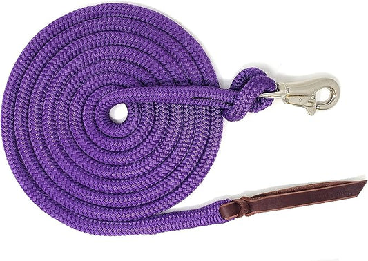 Premium 1/2" Samson EQ Yacht Braid Lead Rope with Nickel Trigger Bull Snap. Option for 12ft, 14ft and 16ft Lengths (Purple, 16 FT)