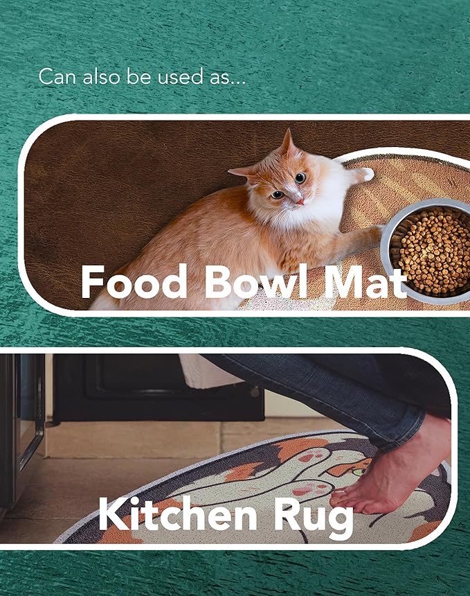 Lukamoo® Cute Cat Litter Mat (30’’x20’’), Extra-Large/XL, for Kitty Litter & Cute Cat Litter Box, Litter Trapping Mat (Long Hair White)