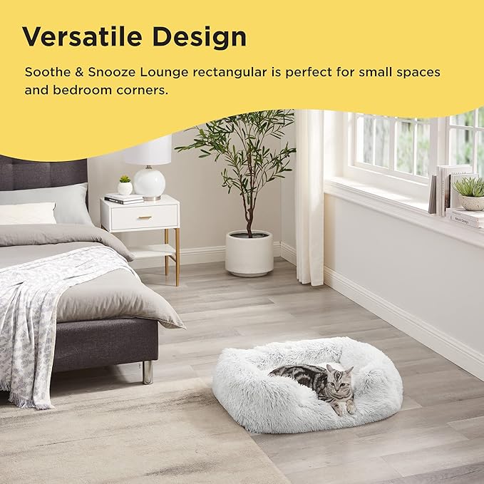 Best Friends by Sheri Shag Lounge Bed Calming Faux Fur Dog Bed, Frost, Medium, 30" x 20"