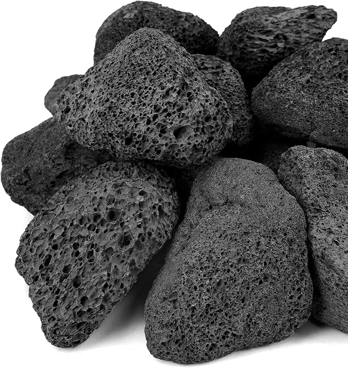 Mr. Fireglass Lava Rock Granules, Large Black Volcanic Lava Rock for Fire Bowls, Fire Pits, Gas Log Sets, Indoor or Outdoor Fireplaces - 10 Pounds (2.75"-5")
