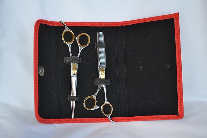 Sharf Gold Touch Pet Grooming Shear Kit 7.5 Inch Straight & 6.5" 42-Tooth Thinning Scissors