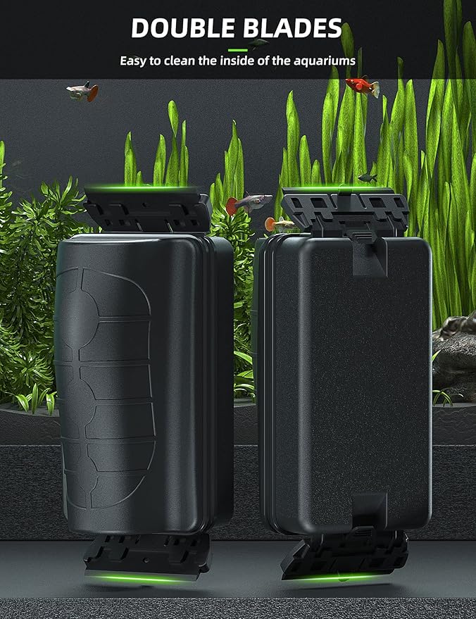 Jasonwell Magnetic Aquarium Fish Tank Cleaner Magnet Scraper for Glass Aquariums Cleaning Tools Scrubber Floating Brush (M)