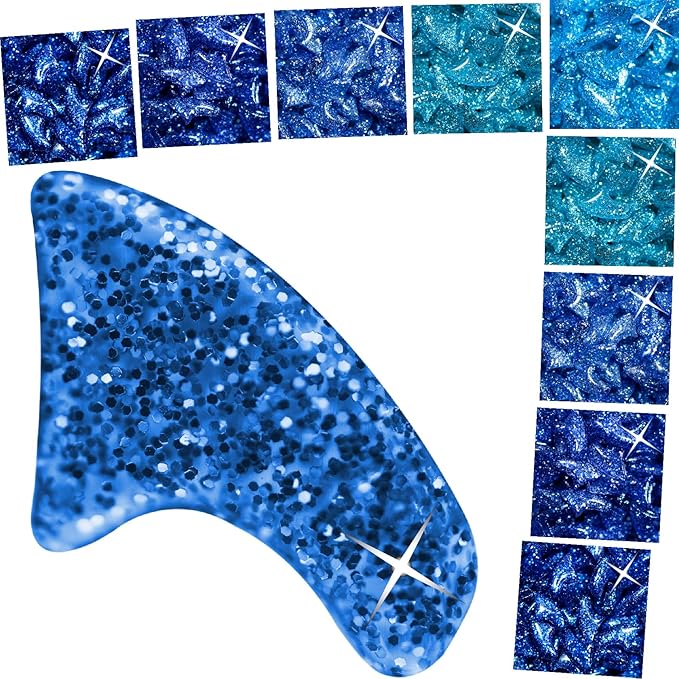 zetpo 100 pcs Cat Nail Caps | Cat Claw Covers | with Adhesives and Applicators (L, 5X Blue Glitter Shades)