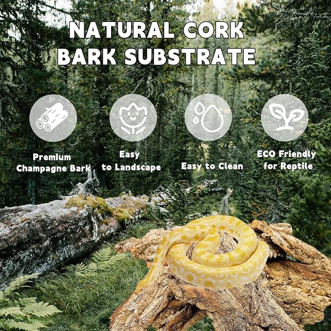 BNOSDM Reptile Terrarium Bark Substrate Bedding Tortoise Natural Cork Bark Reptile Climbing Mat Habitat Decor for Lizard Snake Spiders Hermit Crabs Tarantula Geckos Bearded Dragons (1.4 LB)