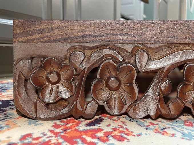 Elevated Pet Feeder for Dogs and Cats - The Bali Carved Wood Pet Feeding Stand with Two Stainless Steel Bowls - Three Heights Adjustable Raised Dog Bowl - Food Water Pet Feeding Station - IRONGATE