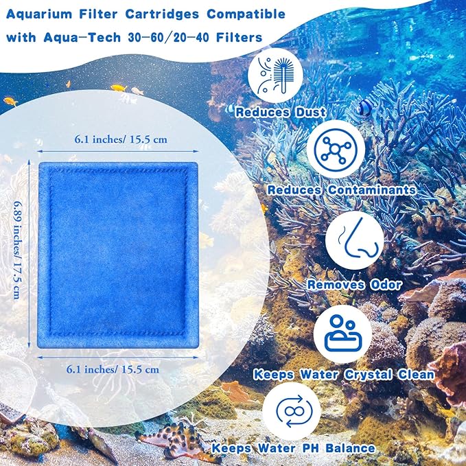 Preboun 24 Pcs Aquarium Filter Cartridge Compatible with AquaTech EZ Change #3 Fish Tank Filter Cartridge Compatible with AquaTech 30-60/20-40 Gallon Fish Tank Power Replacement