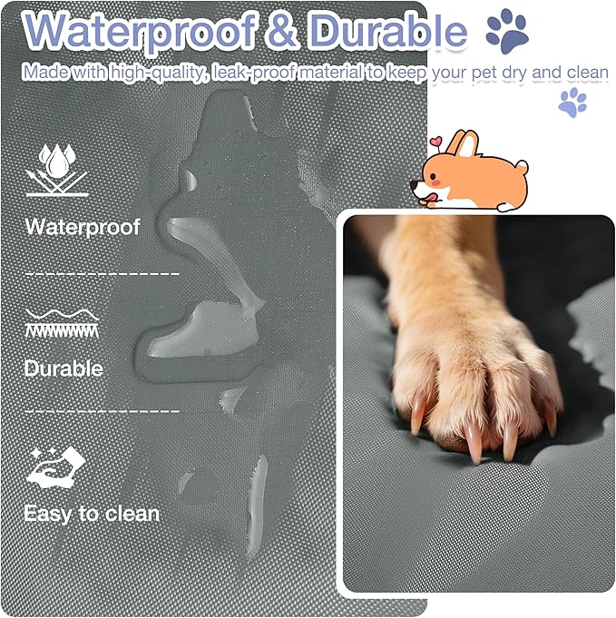 Kritter Planet Waterproof Foldable Dog Bed Pad for Camping & Travel, Portable Roll-Up Dog Bed Car Seat Pet Cushion Mat with Handles for Small & Medium Dogs, Indoor & Outdoor Use