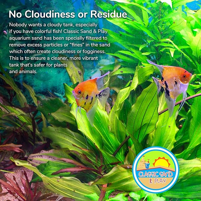 CLASSIC SAND & PLAY Natural Aquarium Sand for Freshwater and Saltwater Tanks, 40 lb. Bag, Improves Filter Life and Filtration Process, Pre-Washed Fine Sand, Orange