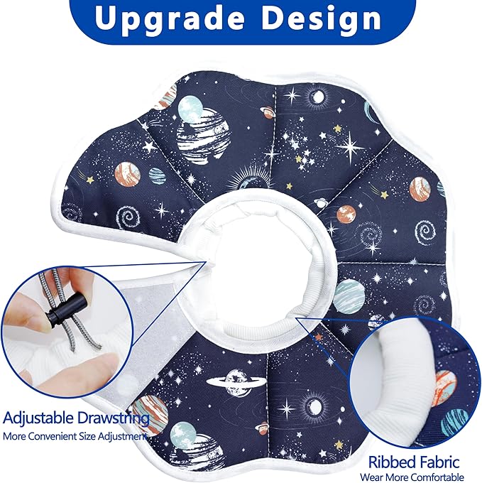 Soft Adjustable Cat Cone Collar - Comfortable Recovery Collar for Cats After Surgery (Dark Blue, Medium)