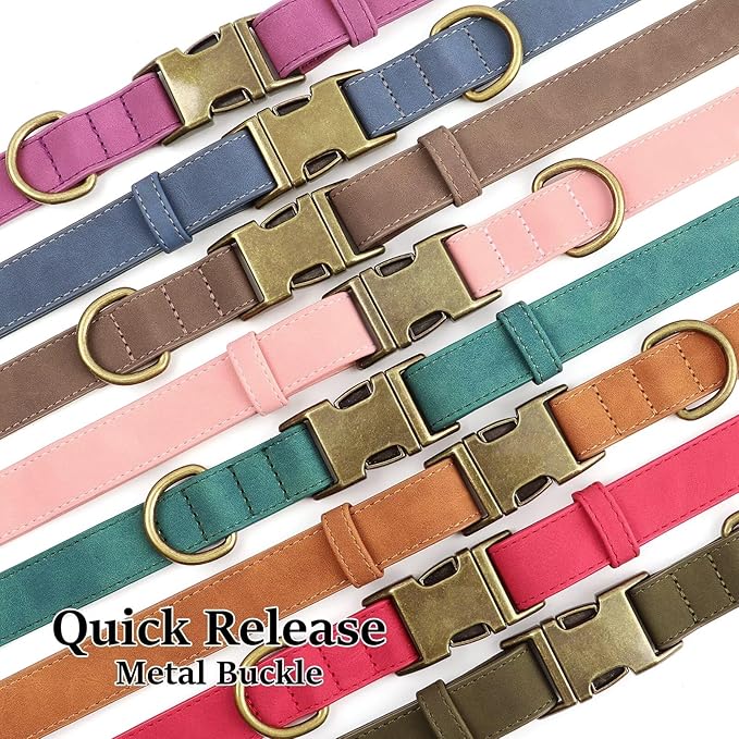 Didog Soft PU Leather Dog Collar, Stylish Quick Released Dog Collars for Large Dogs, Easy Clean Adjustable Pet Collar for Daily Walking, Light Brown, XL Fit 17-27" Neck