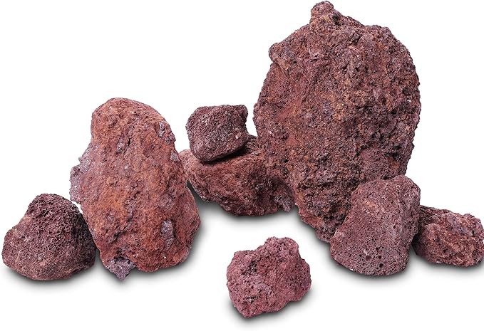 LANDEN Red Lava Stones (16lbs,3~10inch,11pcs) Aquarium Rock for Aquascaping Terrariums, Paludariums,Vivariums, Reptile and Amphibian Enclosures, Fish Tank Decoration Landscape Stone