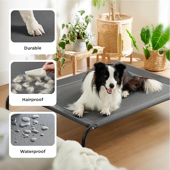 Bedsure Elevated Raised Cooling Cots Bed for Large Dogs, Portable Indoor & Outdoor Pet Hammock with Skid-Resistant Feet, Frame with Breathable Mesh, Terracotta, 49 inches