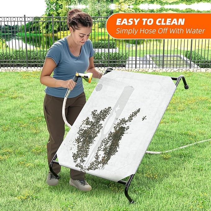 Simple Trending Raised Dog Bed for Large Dogs, Waterproof XL Dog Cot, Outdoor Cooling Elevated Pet Bed Load 200lb, 47.75" x 30.5", Grey