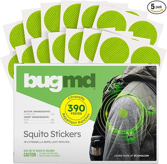BugMD Squito Stickers Mosquito Repellent Patch Stickers for Adults (390 Patches), Safe & Effective Insect Repellent Patches for Toddlers, Kids, Camping, Beach & Outdoor Essentials