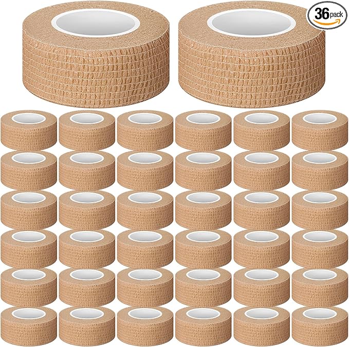 Treela 36 Pcs Self Adherent Bandage 1" X 5 Yard Wrap Breathable Cohesive Bandage Elastic Adhesive Tape for Stretch Athletic Sports Wrist Ankle(Nude)
