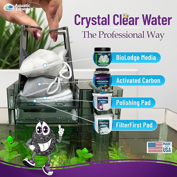 Premium Activated Carbon, Aquarium Carbon for Fish Tank Filter, Aquarium Filter Media, Granulated Charcoal for Fish Tanks, Activated Charcoal Bulk (38 lbs with 4 Pack 5"x9" mesh Bags)