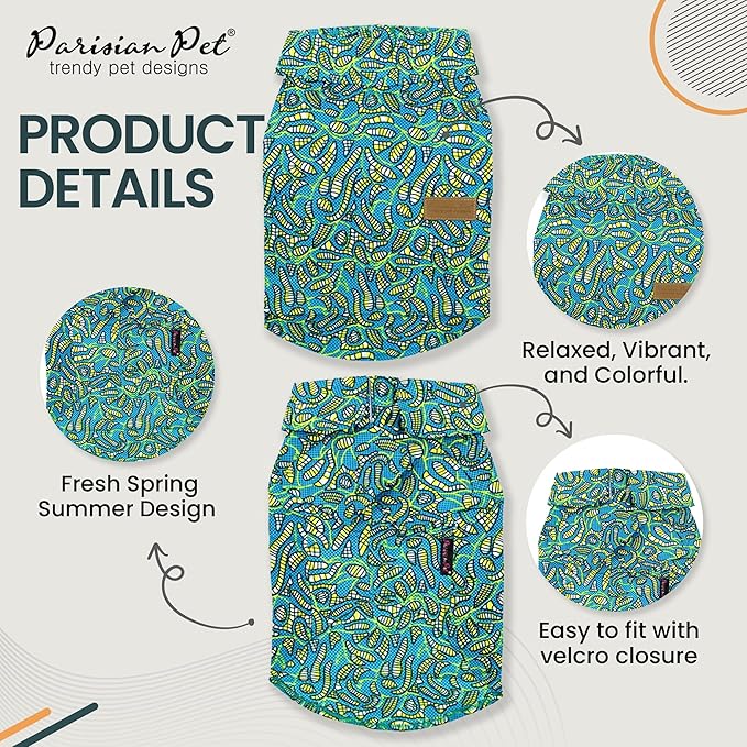 Parisian Pet Tribal Camp Beach Outfit - 100% Cotton Summer Clothes - Stylish Dog Costume - Breathable, Cool, Machine Washable - XS