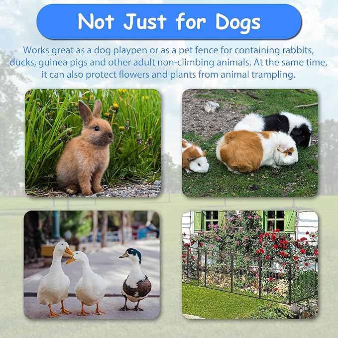 Dog Playpen, Outdoor Dog Fence, 8 Panels, 40" H Dog Pen for Medium/Small Dogs, Heavy Duty Metal Pet Fence with Gate, Portable Dog Fence for RV Camping and Yard (Black)