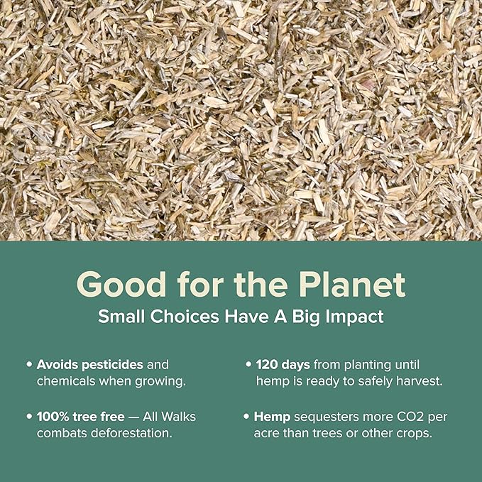 All Walks 150 Liter(30 lbs) Hemp Bedding for Chicken Coops, Hamsters, Ducks, and Turkeys - 100% Natural, Superior Odor Control, Biodegradable Pet Bedding, Dust-Free - Made in USA