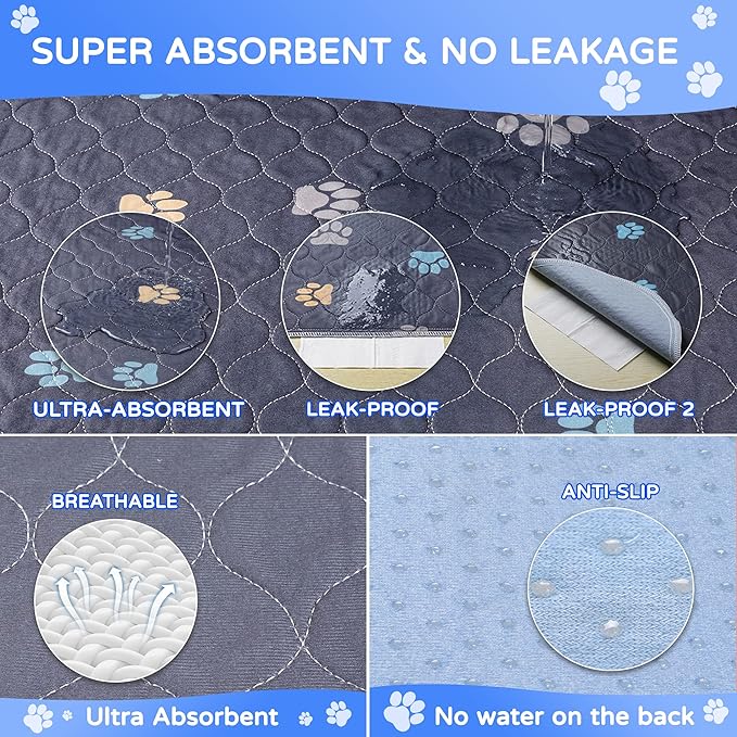 Aitmexcn Washable Puppy Dog Pee Pad, 2PCS 100% Waterproof Whelping Training Mat for Puppy/Senior Dog, Fast Drying Reusable Puppy Pads for Indoor, Outdoor and Car Travel- 32'' x 36''