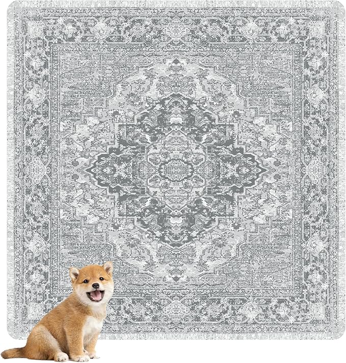 nunubaby Washable Pee Pads for Dogs, Stylish, Non-Slip and Leak-Proof Pee Pads. Reusable Potty Pads for Dogs for Crates and Floors.(Gray/Geo, 54" x54" )