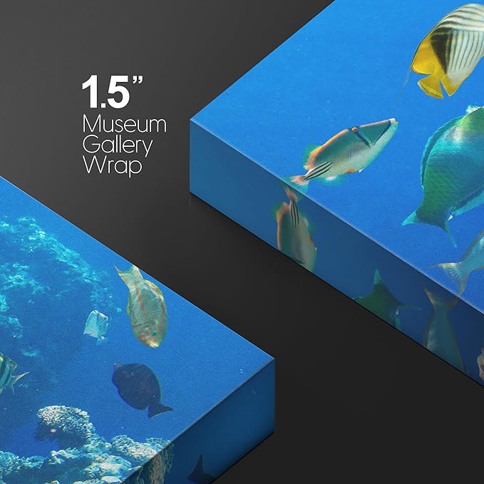 wall26 Canvas Print Wall Art Tropical Island Ocean Sea Fish Coral Reef Nature Animals Photography Realism Rustic Scenic Landscape Wilderness Earth Colorful for Living Room, Bedroom, Office - 12"x18"