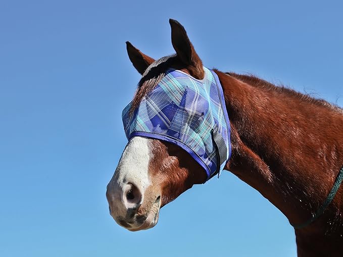 Kensington KPP Fly Mask with Web Trim, Blue Ice Plaid, X-Large
