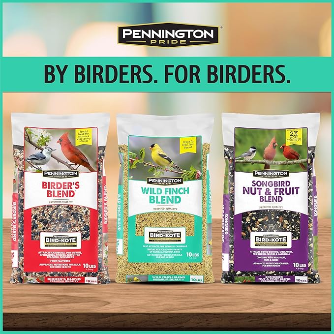 Pennington Pride Wild Finch Blend, Wild Bird Seed for Outside Feeders, Special Mix for a Variety of Musical & Colorful Birds, Great to Feed Year-Round, 10-lb. Bag