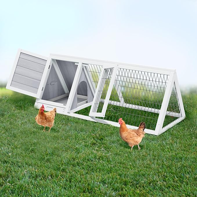 Quail Cages,Wooden Chicken Coop,Nesting Boxes for Chickens,Brooder Box Indoor Outdoor,A-Frame Poultry Duck House with Ventilating Wire Rabbit Hutch for Small Animals,Sold by Zyphorinth (Grey)