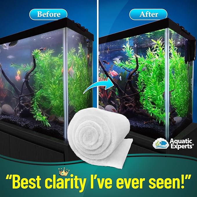 Aquatic Experts Aquarium Filter Floss for Fish Tank Filters - FilterFirst Aquarium Filter Pad - Media Roll for Crystal Clear Water, 3/4" - 1" Thick (12 Inch Wide, 24 Feet Long)