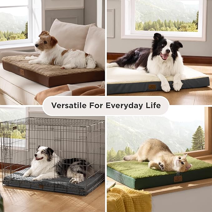 Bedsure Dog Bed Medium Size Dog - Orthopedic Waterproof Puppy Beds with Removable Washable Cover, Egg Crate Foam Pet Mat, Suitable for Pet Up to 35 lbs