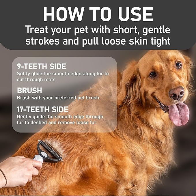 Maxpower Planet Pet Grooming Brush - Double-Sided Undercoat Rake for Dogs and Cats, Extra Wide, Reduces Shedding by 95%, White