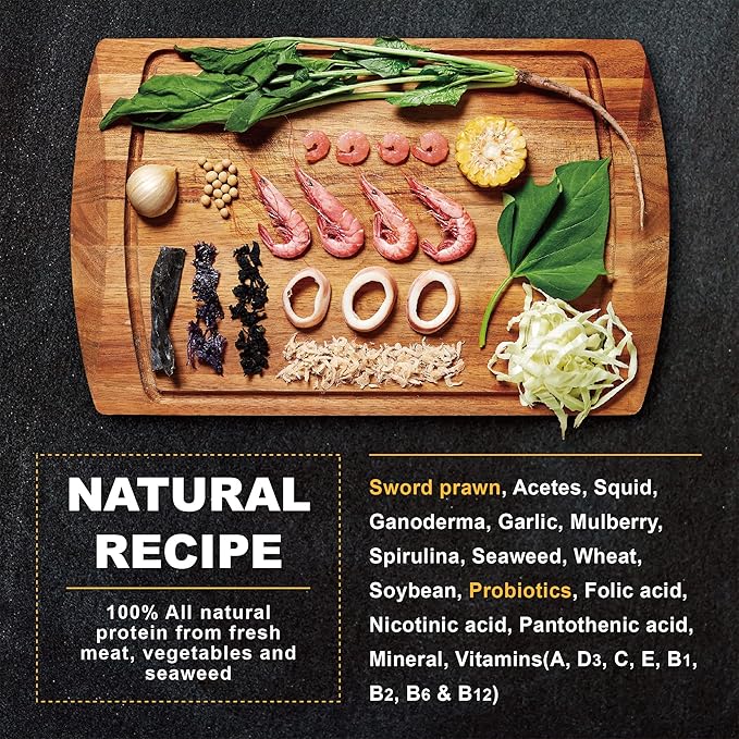 Ultra Fresh Marine Fish Food, 75% Sword Prawns + Squids, Natural Protein, Color Enhancement, for Small Saltwater Fish, Marine Shrimp Patties S 4.56oz