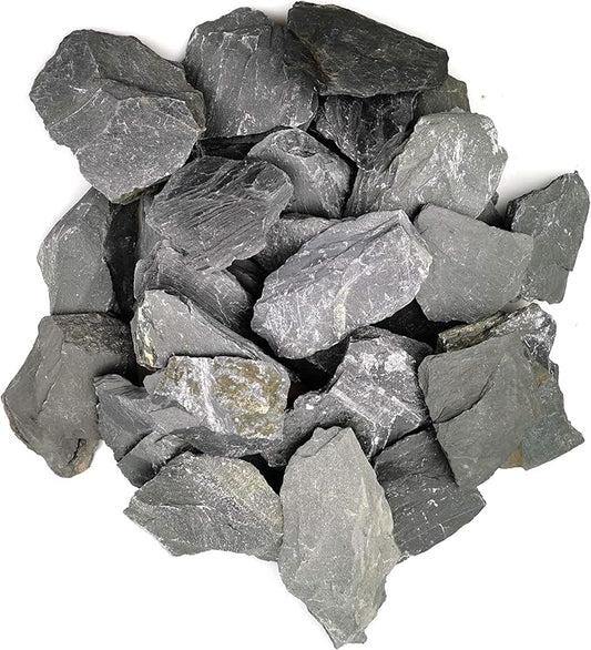 Voulosimi Natural Slate Rocks PH Neutral Stone Perfect Rocks for Aquariums, Landscaping Model,Tank Decoration,Amphibian Enclosures (10 LB, 3-5 inch)